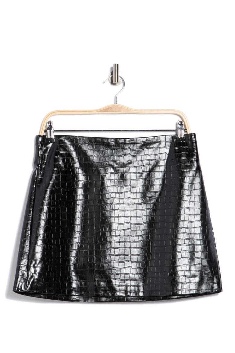 Faux Leather Miniskirt, Alternate, color, BLACK