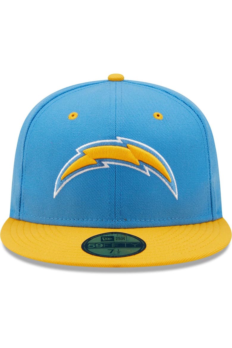 Men's New Era Powder Blue/Gold Los Angeles Chargers Flipside 59FIFTY Fitted Hat, Alternate, color, Blue
