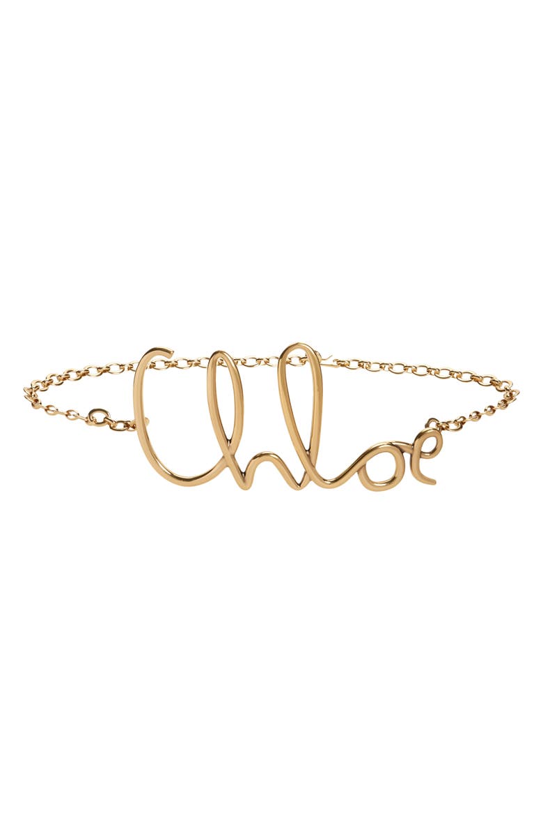 Chloé Script Logo Chain Belt, Main, color, 
