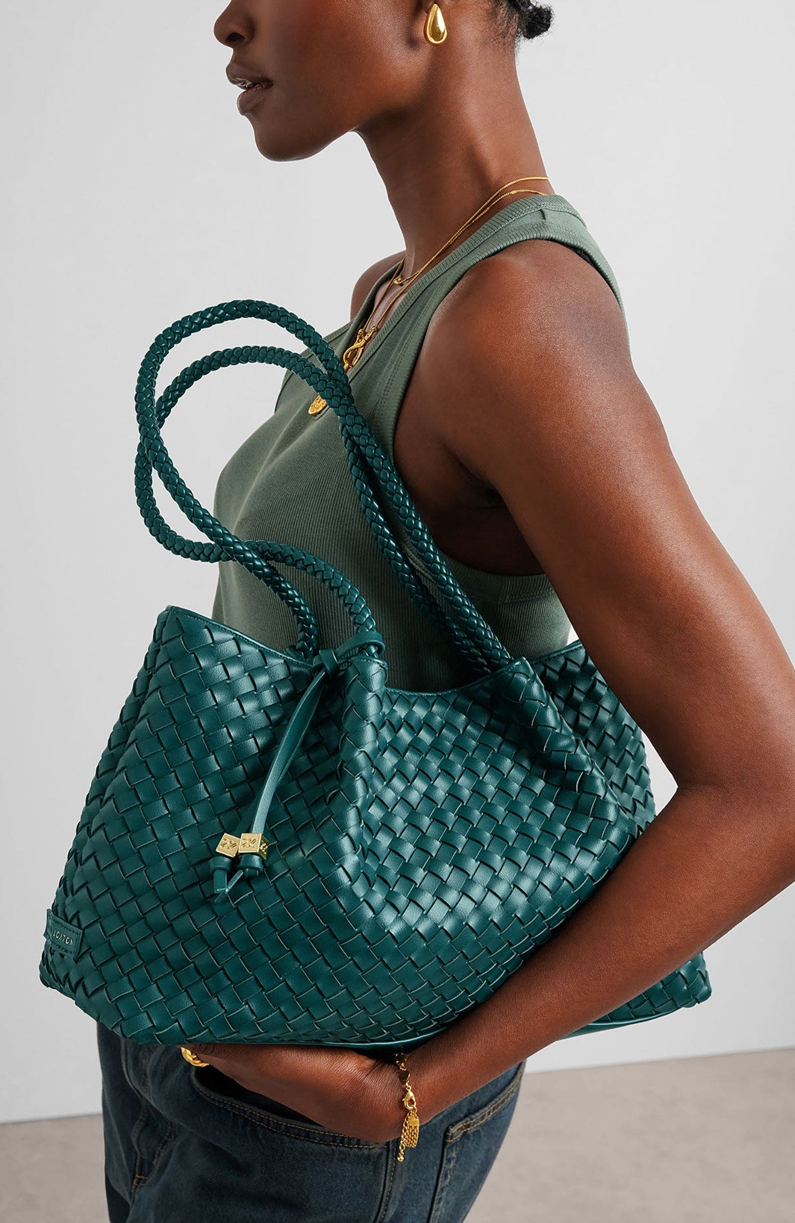 Katie Loxton Nova Small Shoulder Tote, Alternate, color, Palm Green