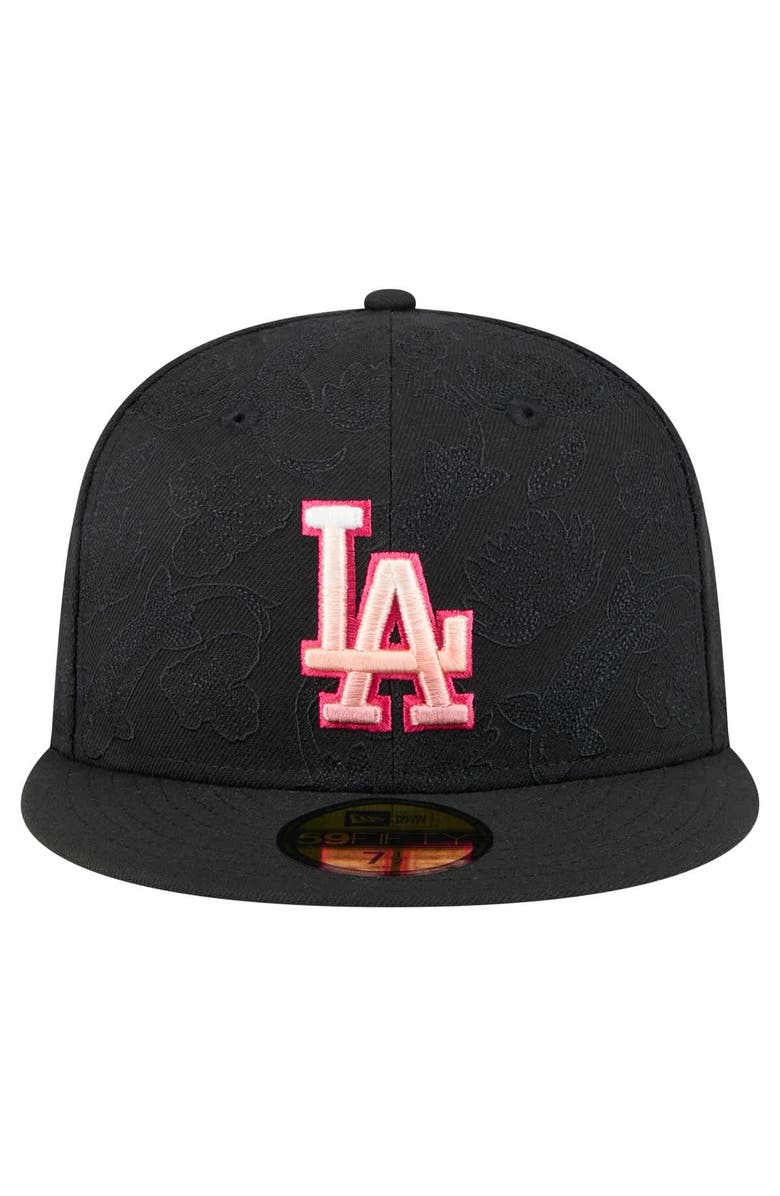New Era Men's New Era Black Los Angeles Dodgers Tonal Koi 59FIFTY Fitted Hat, Alternate, color, 