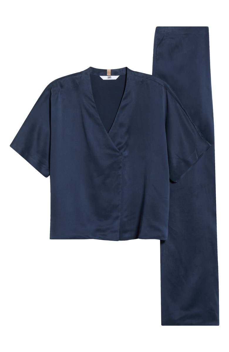 Lunya Washable Silk Crossover Pajamas, Alternate, color, Deep Blue