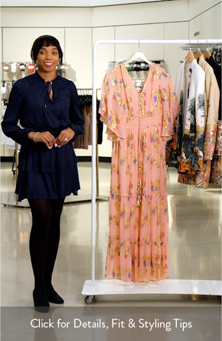 Devina Metallic Embroidery Georgette Maxi Dress, sales video thumbnail