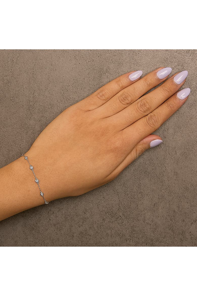 14K Gold 1/2 Cttw Bezel Set Lab Grown Diamond Station Bracelet, Alternate, color, White
