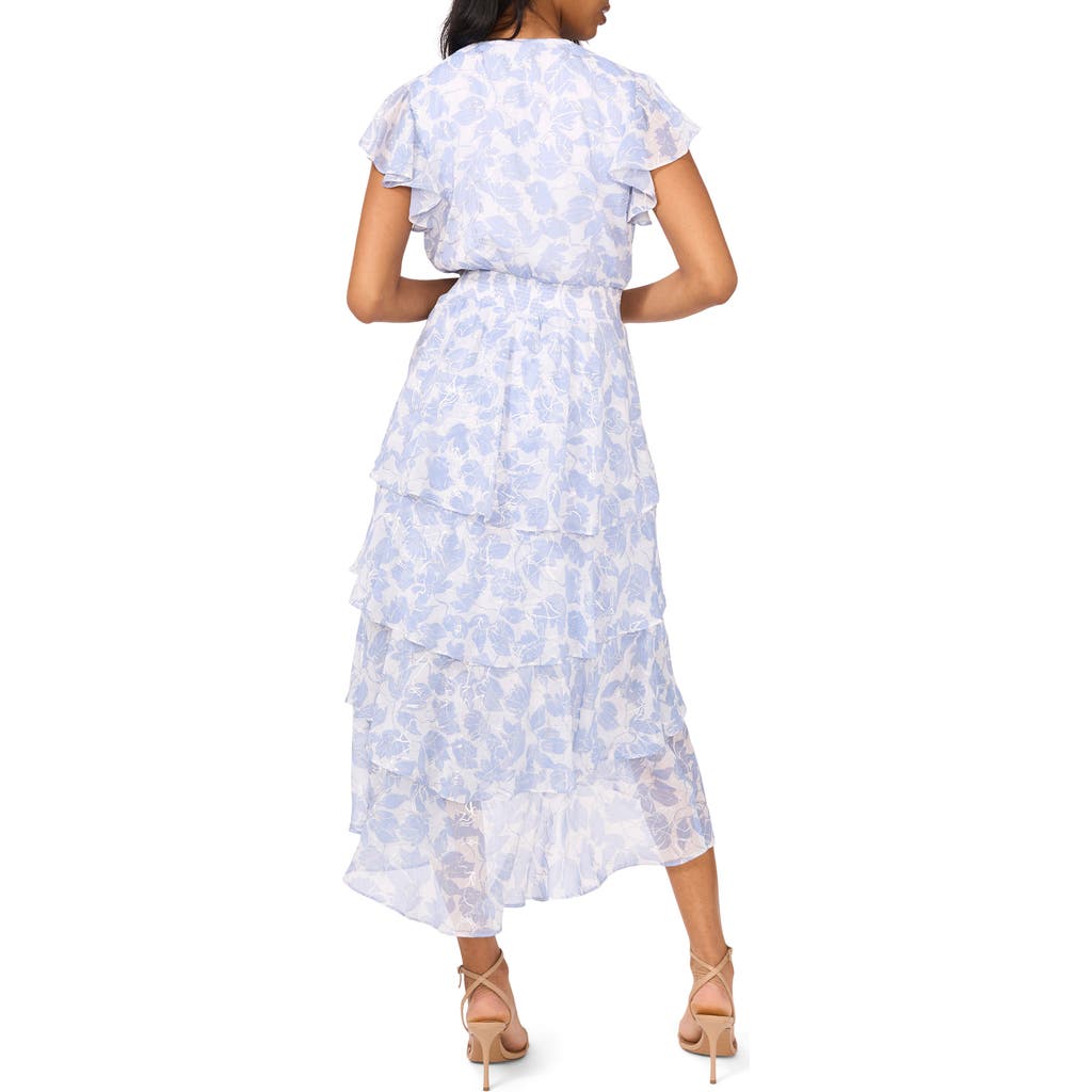 Halogenr Halogen(r) Metallic Floral Flutter Sleeve Maxi Dress In Rainwashed