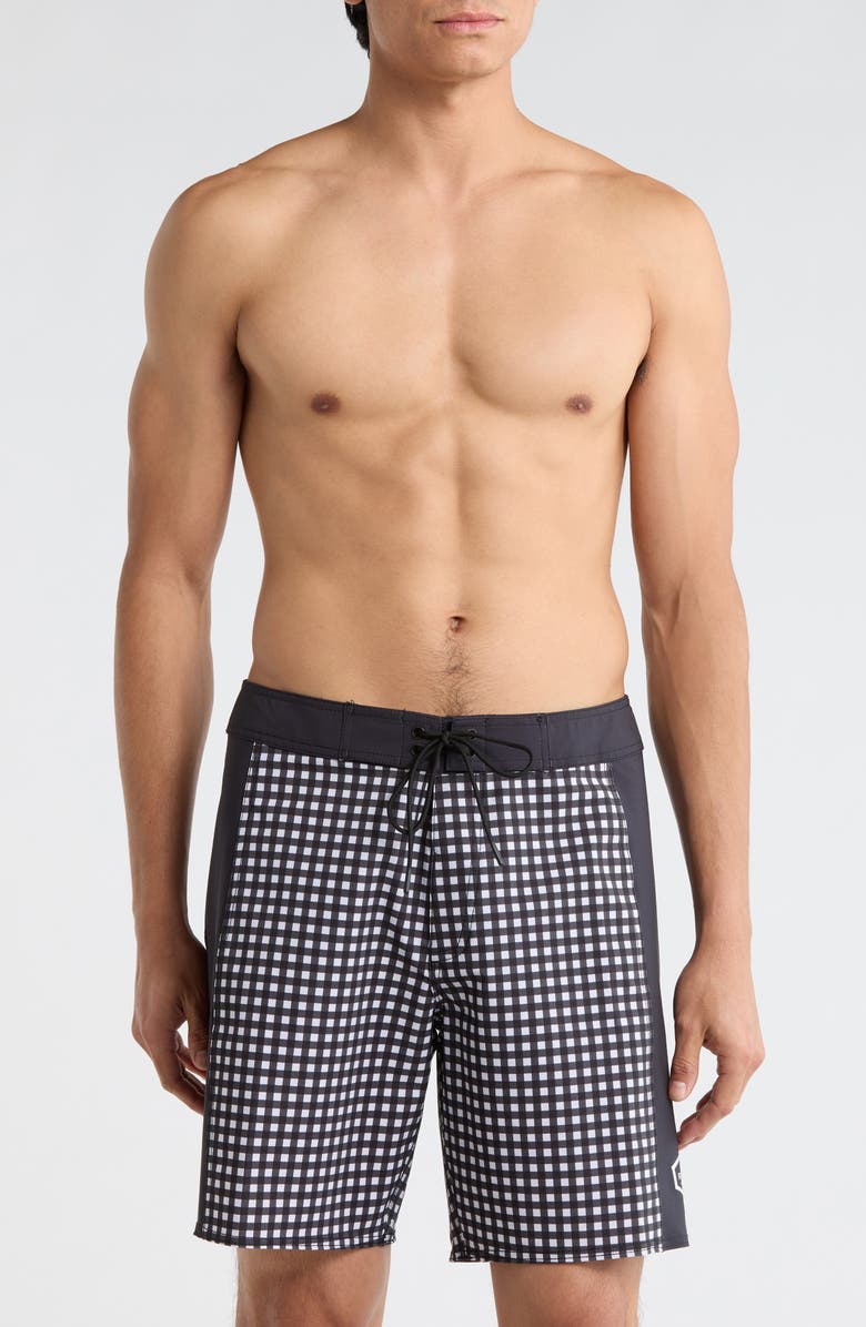 RVCA Hawaii Apex Swim Trunks, Main, color, Black White