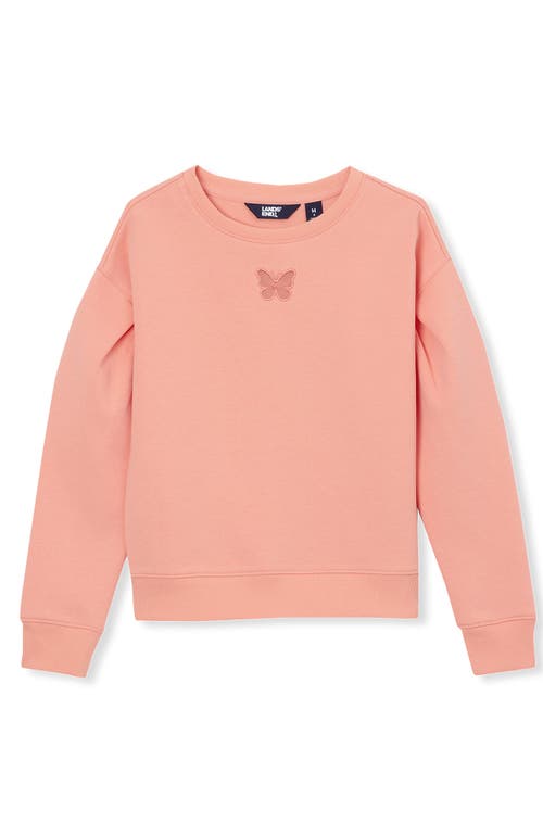 Shop Lands' End Girls Knit Crewneck Sweatshirt In Light Coral