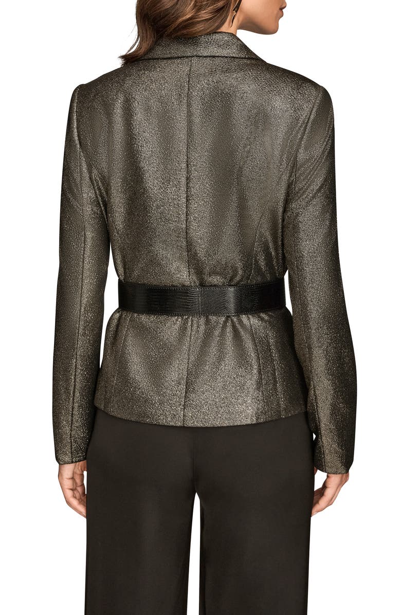 Donna Karan New York Metallic Belted Jacket, Alternate, color, Black/ Gold