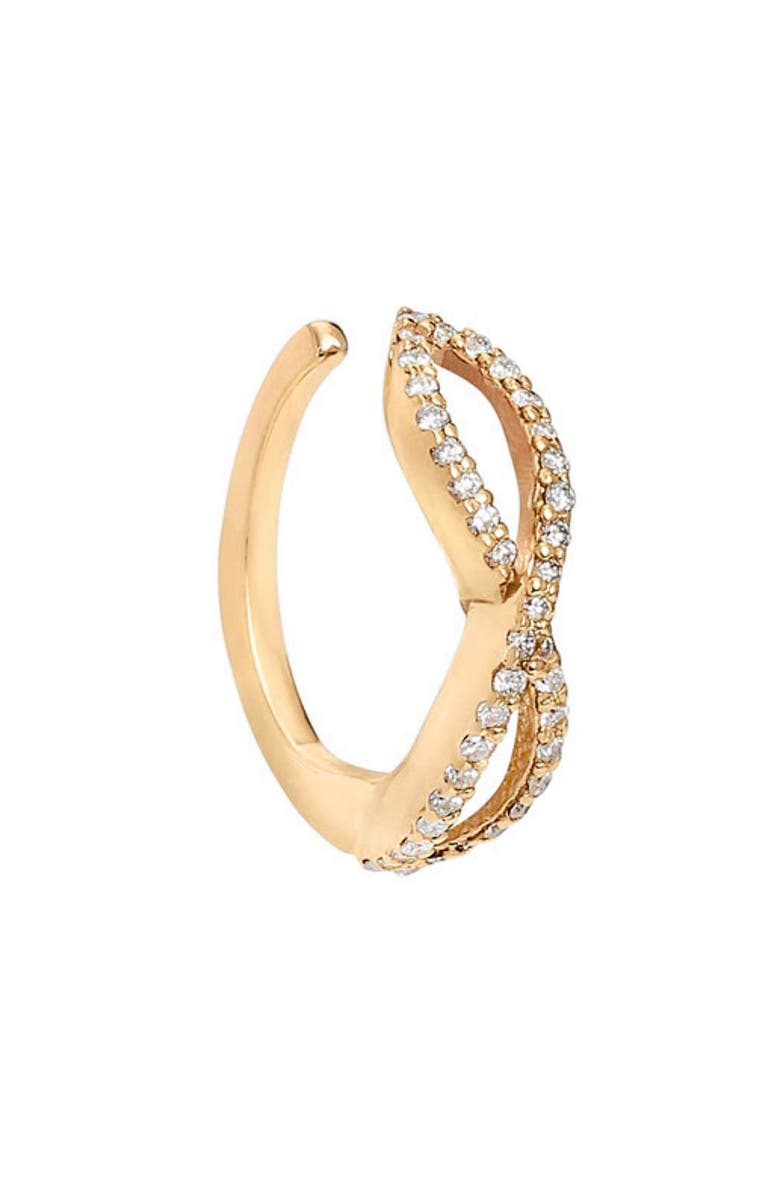 LANA Jewelry Flawless Pavé Diamond Crisscross Ear Cuff, Main, color, 