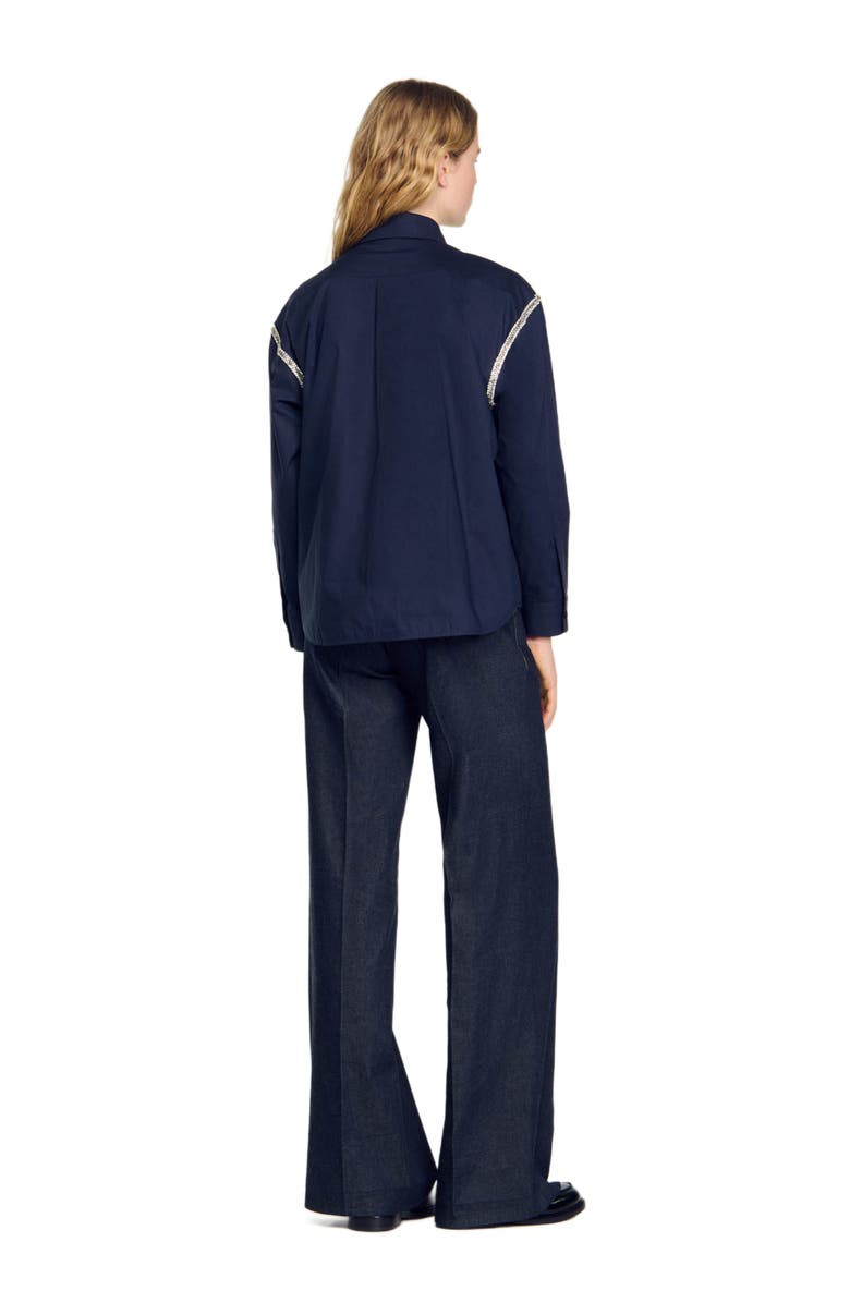 SANDRO Denim shirt with rhinestones, Alternate, color, 