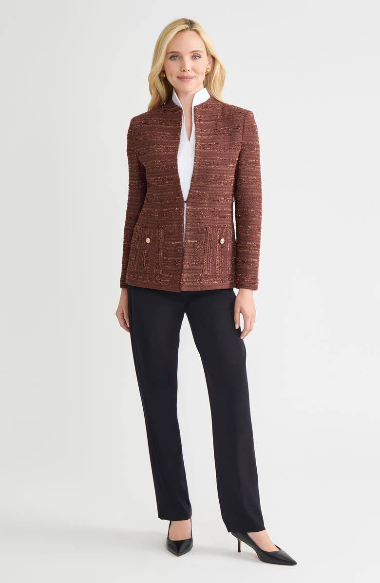 Misook Tailored Tonal Ribbon Knit Jacket, Alternate, color, Truffle