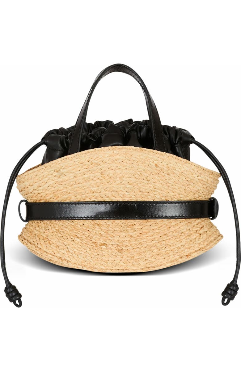 Balmain Shuffle Mini Bag In Raffia, Alternate, color, Brown