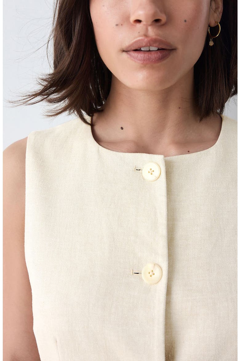 Long Linen Blend Vest, Alternate, color, NEUTRAL