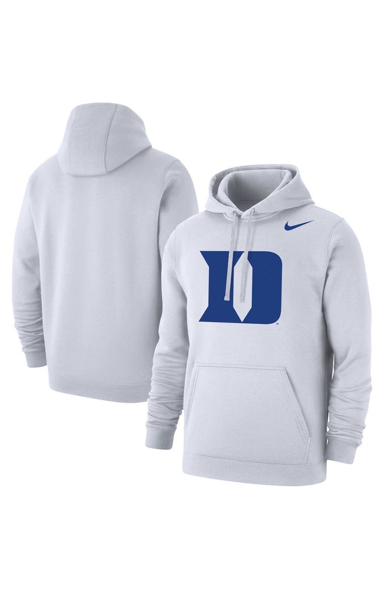 Nike Men's Nike White Duke Blue Devils Logo Club Pullover Hoodie, Main, color, 