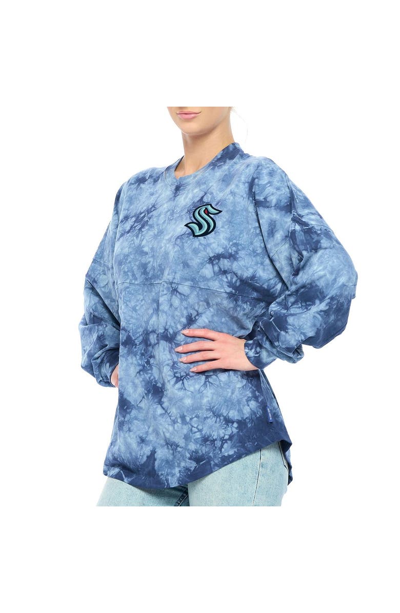 FANATICS Women's Fanatics Branded Deep Sea Blue Seattle Kraken Crystal-Dye Long Sleeve T-Shirt, Alternate, color, Navy