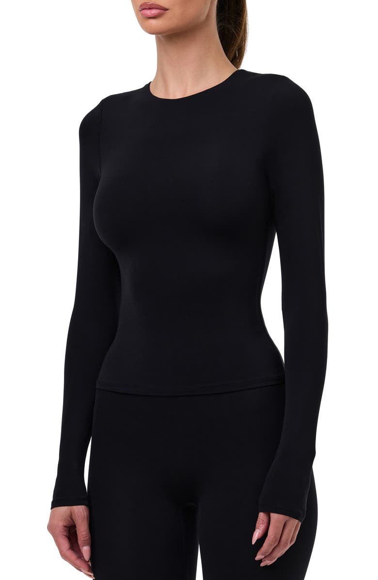 Naked Wardrobe Long Sleeve Crewneck Top, Alternate, color, Black
