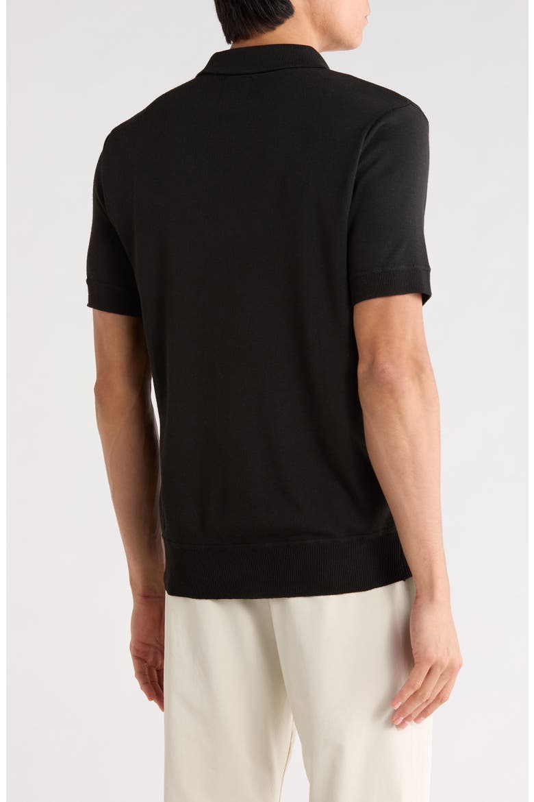 Half Zip Knit Polo Sweater, Alternate, color, BLACK