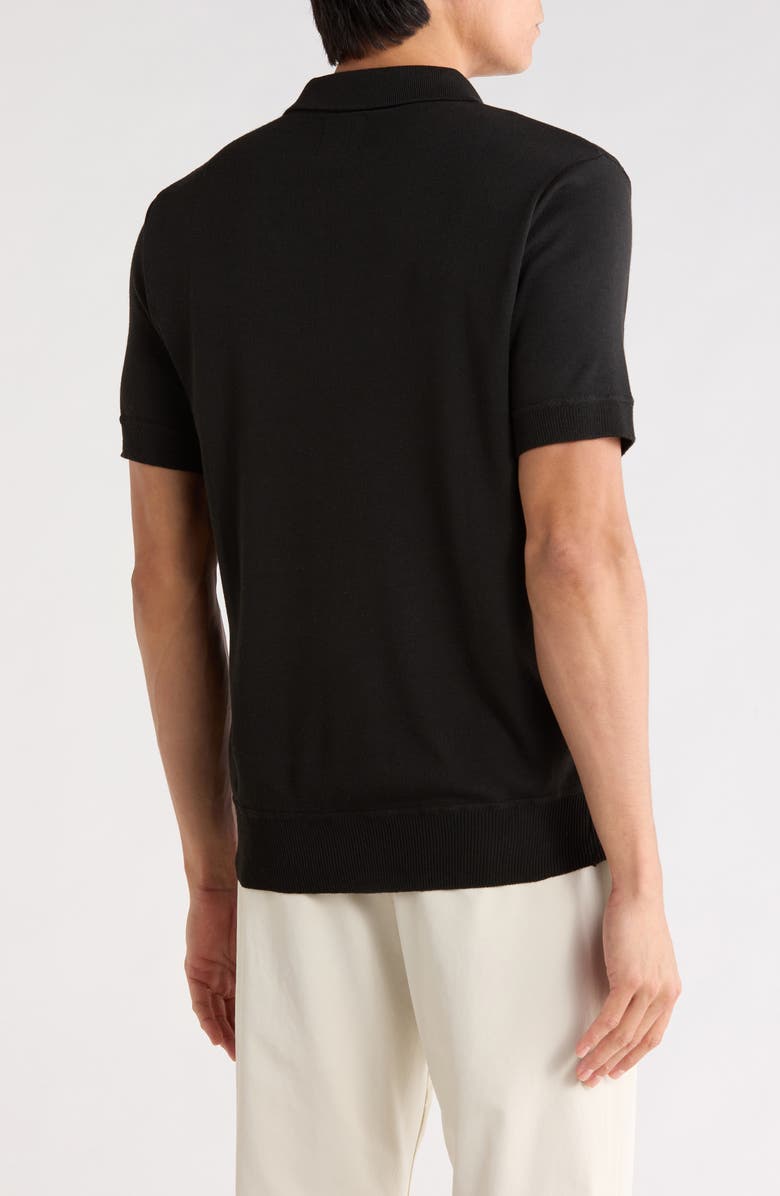 TOM BAINE Half Zip Knit Polo Sweater, Alternate, color, Black