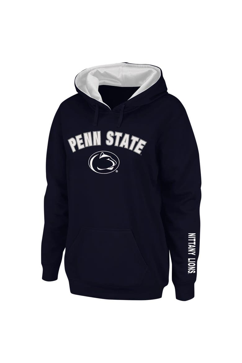 Women's Navy Penn State Nittany Lions Arch & Logo 1 Pullover Hoodie, Alternate, color, Navy