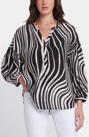 NYDJ Paulina Tie Dye Recycled Polyester Peasant Top