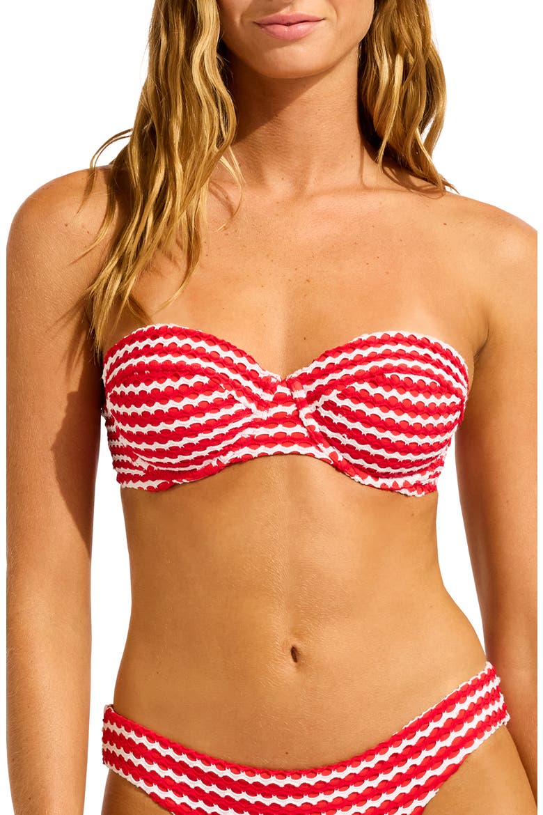 Underwire Bustier Bikini Top, Alternate, color, CHILLI RED/ WHITE