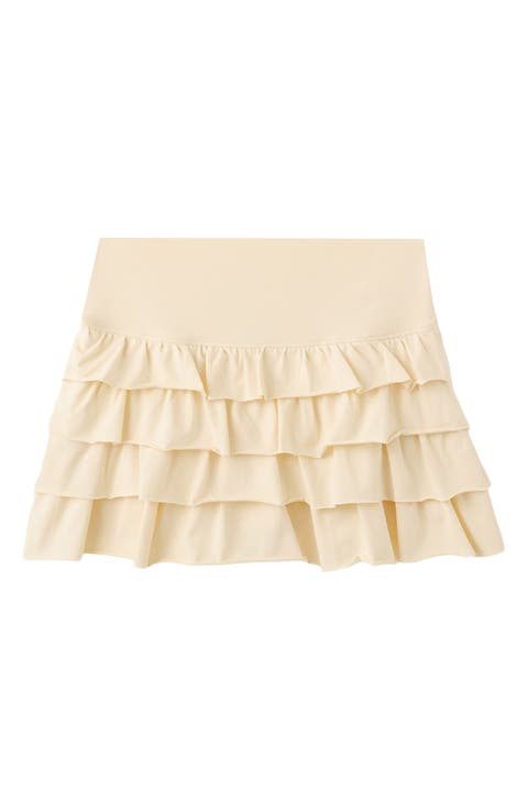 Ruffled Stretch Cotton Miniskirt