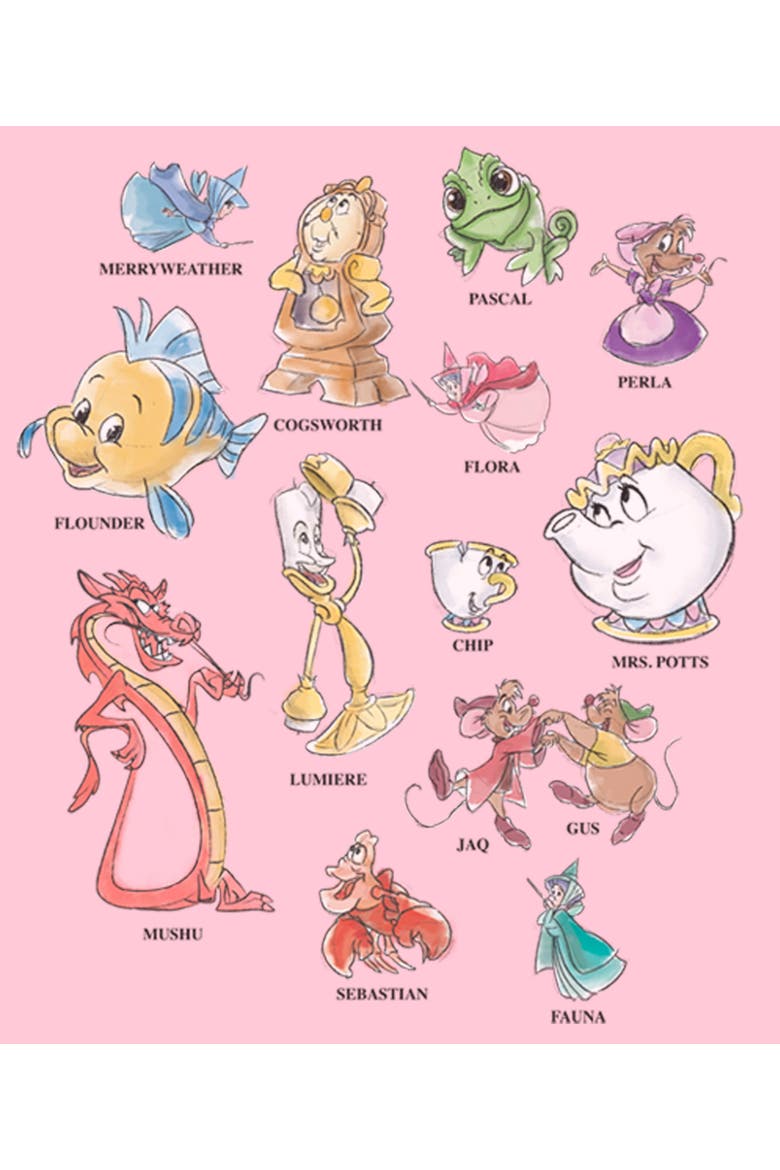 Girl's Disney Sidekicks Sketch  Graphic T-Shirt, Alternate, color, Light Pink