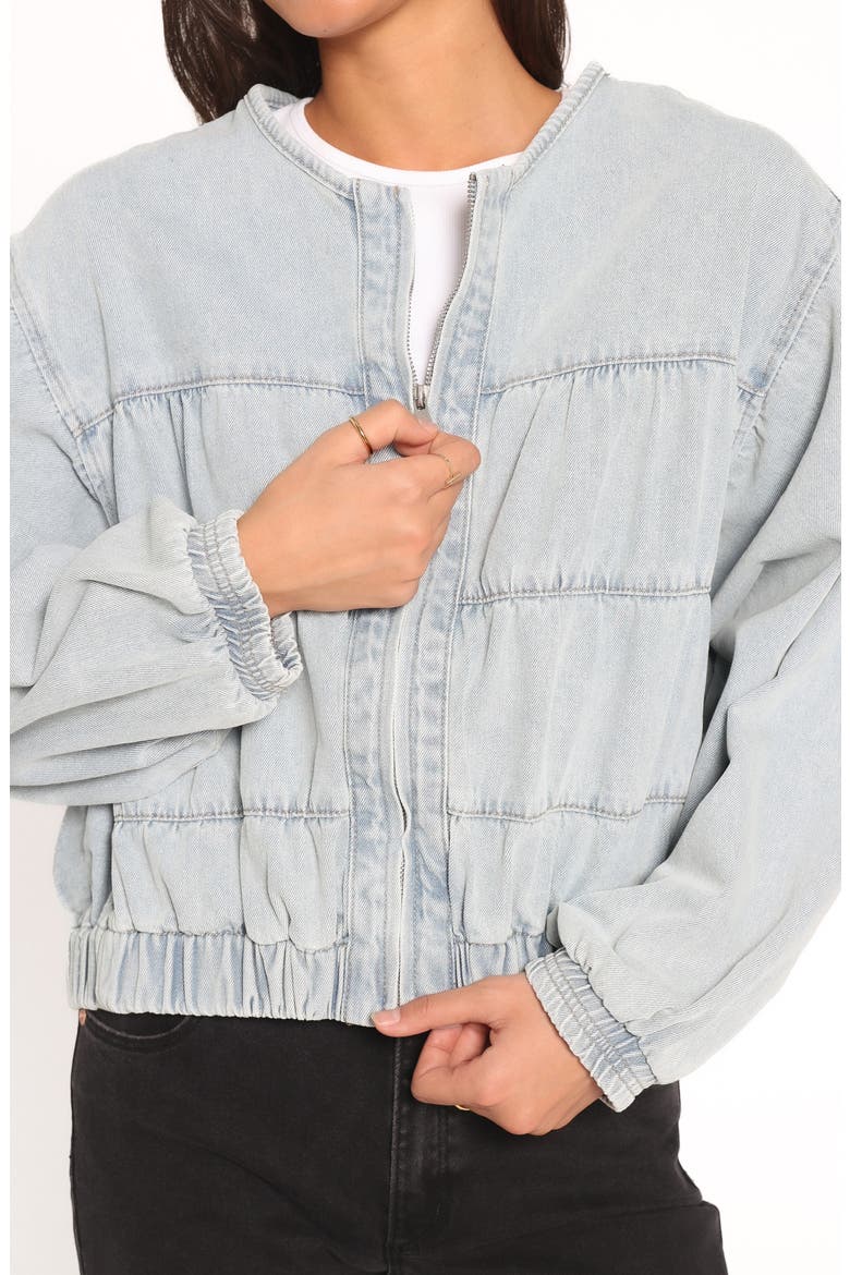 Gretal Denim Bomber Jacket, Alternate, color, LIGHT BLUE WASH
