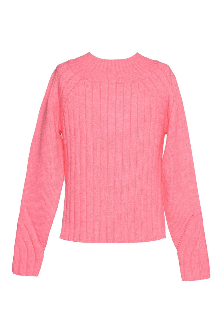 Kids' Ribbed Mock Neck Sweater, Main, color, NEON PINK