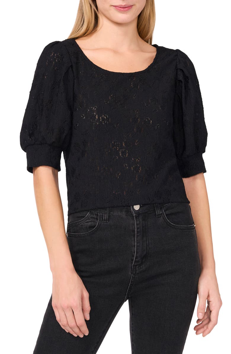 CeCe Floral Lace Puff Sleeve Top, Main, color, 