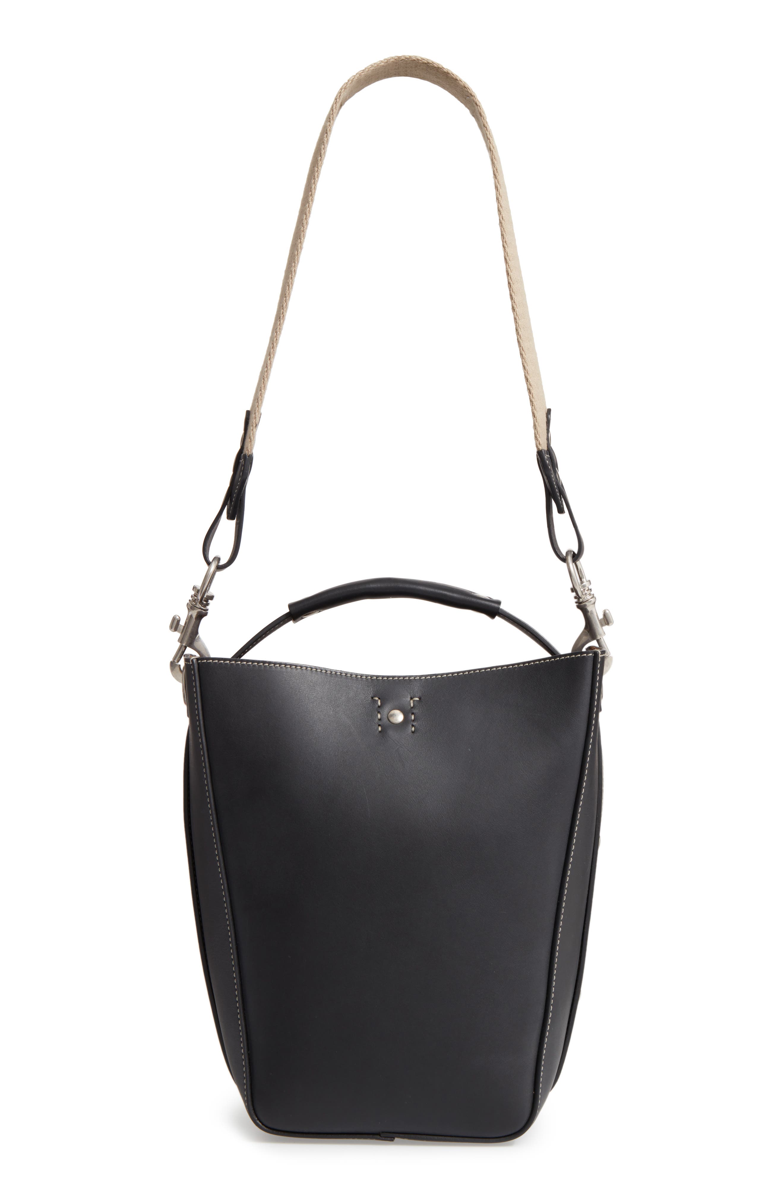 Starlet Leather Bucket Bag, Alternate, color, BLACK