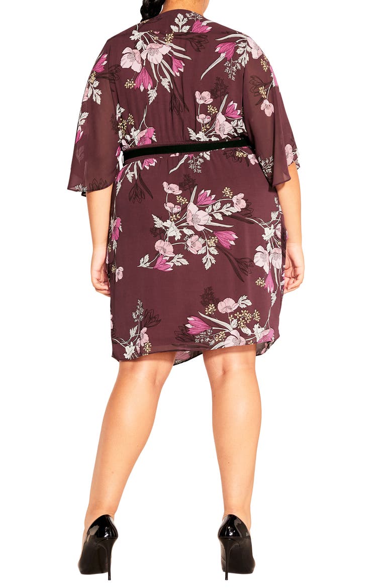 Lila Floral Print Faux Wrap Dress, Alternate, color, OXBLOOD FULL BLOOM