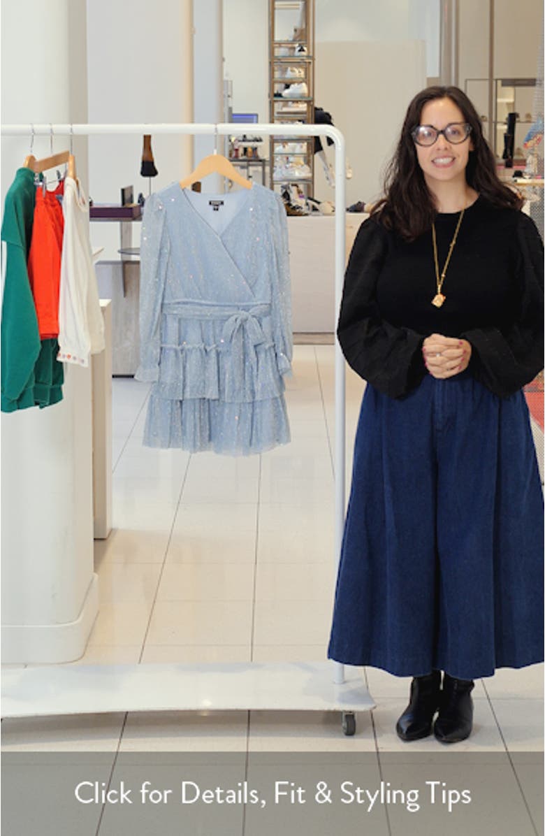 Kids' Metallic Long Sleeve Plissé Dress, sales video thumbnail