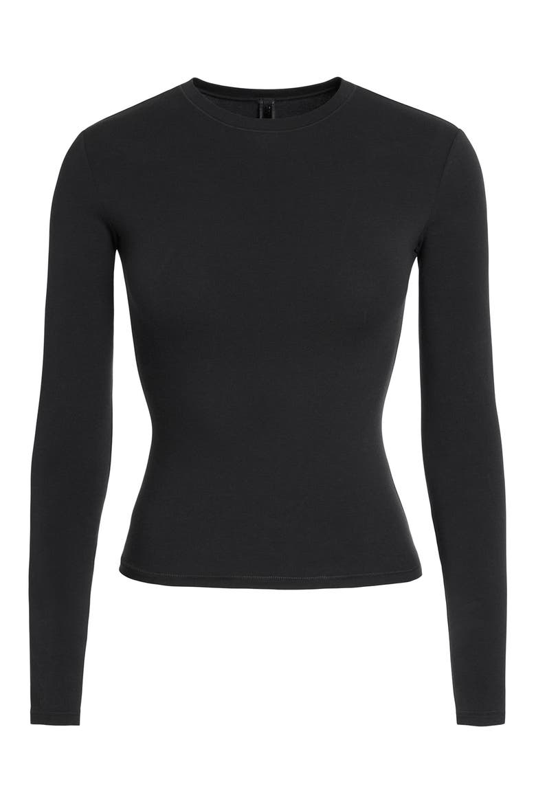 Stretch Cotton Jersey Long Sleeve T-Shirt, Alternate, color, SOOT