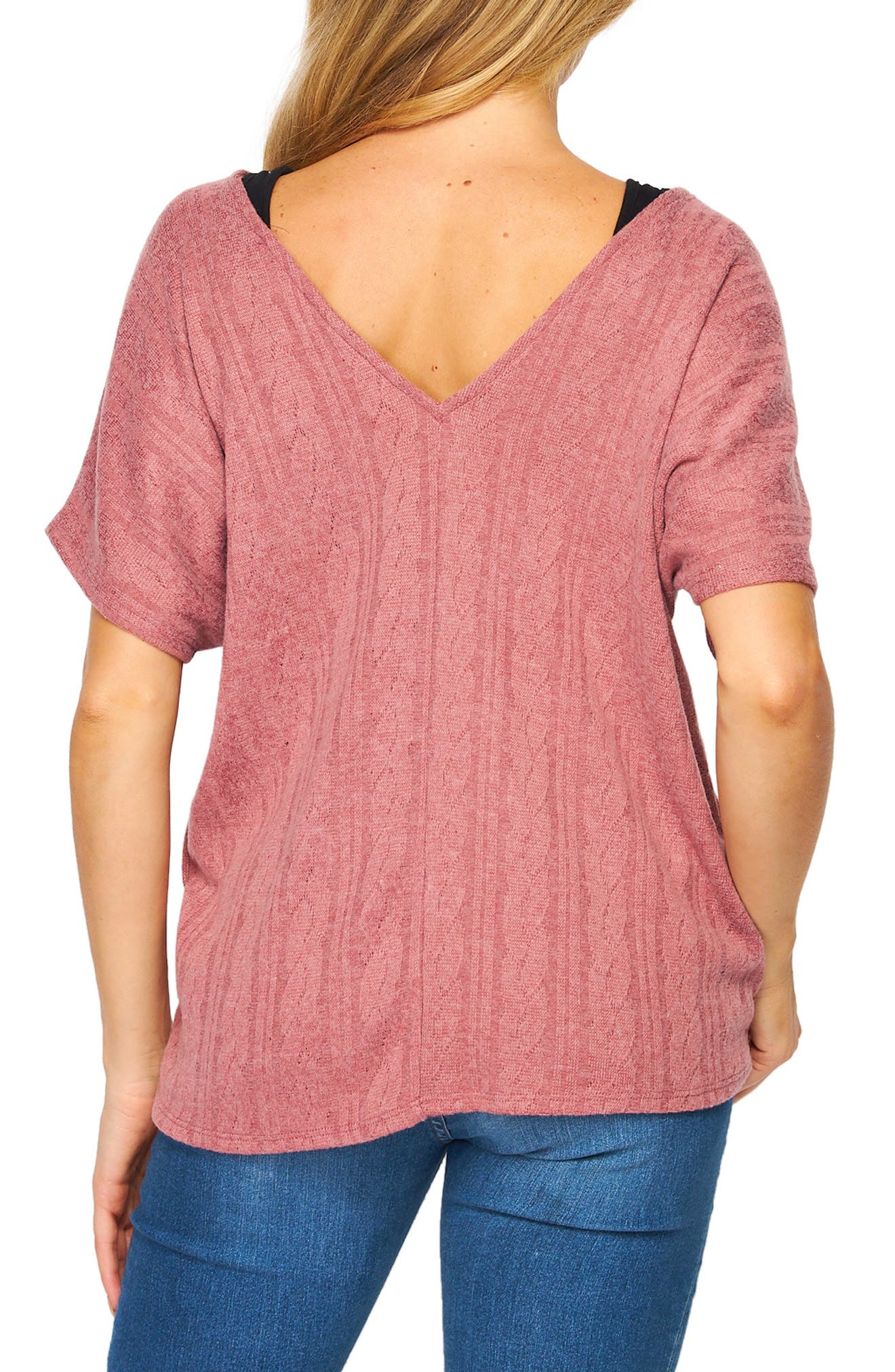 Double V-Neck Knit Top - image 2