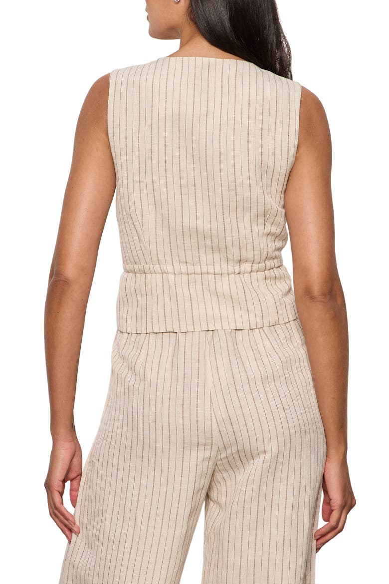 Cala Pinstripe Cinched Linen Blend Vest, Alternate, color, COLLAGEN WHITE PINSTRIPE