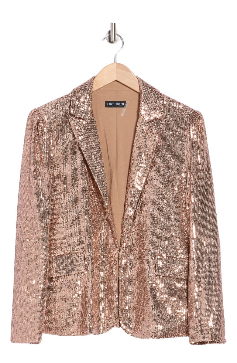 Love Token Susan Sequin Blazer, Alternate, color, Blush