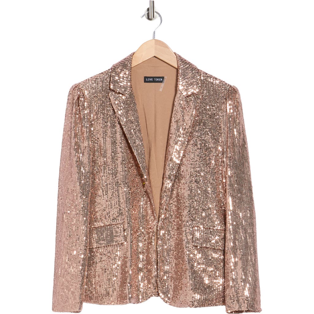 Love Token Susan Sequin Blazer In Pink
