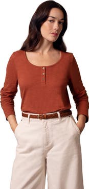 Celtic & Co. Henley Long-Sleeved Scoop Neck Top