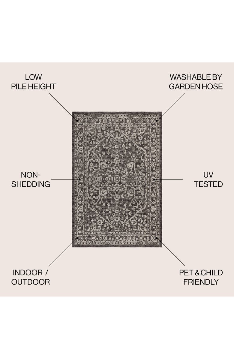 JONATHAN Y Malta Bohemian Medallion Textured Weave Indoor/Outdoor Area Rug, Alternate, color, Black/Gray