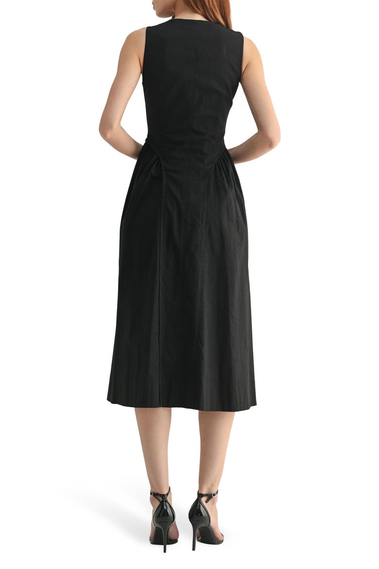 Front Zip Sleeveless Fit & Flare Midi Dress, Alternate, color, BLACK