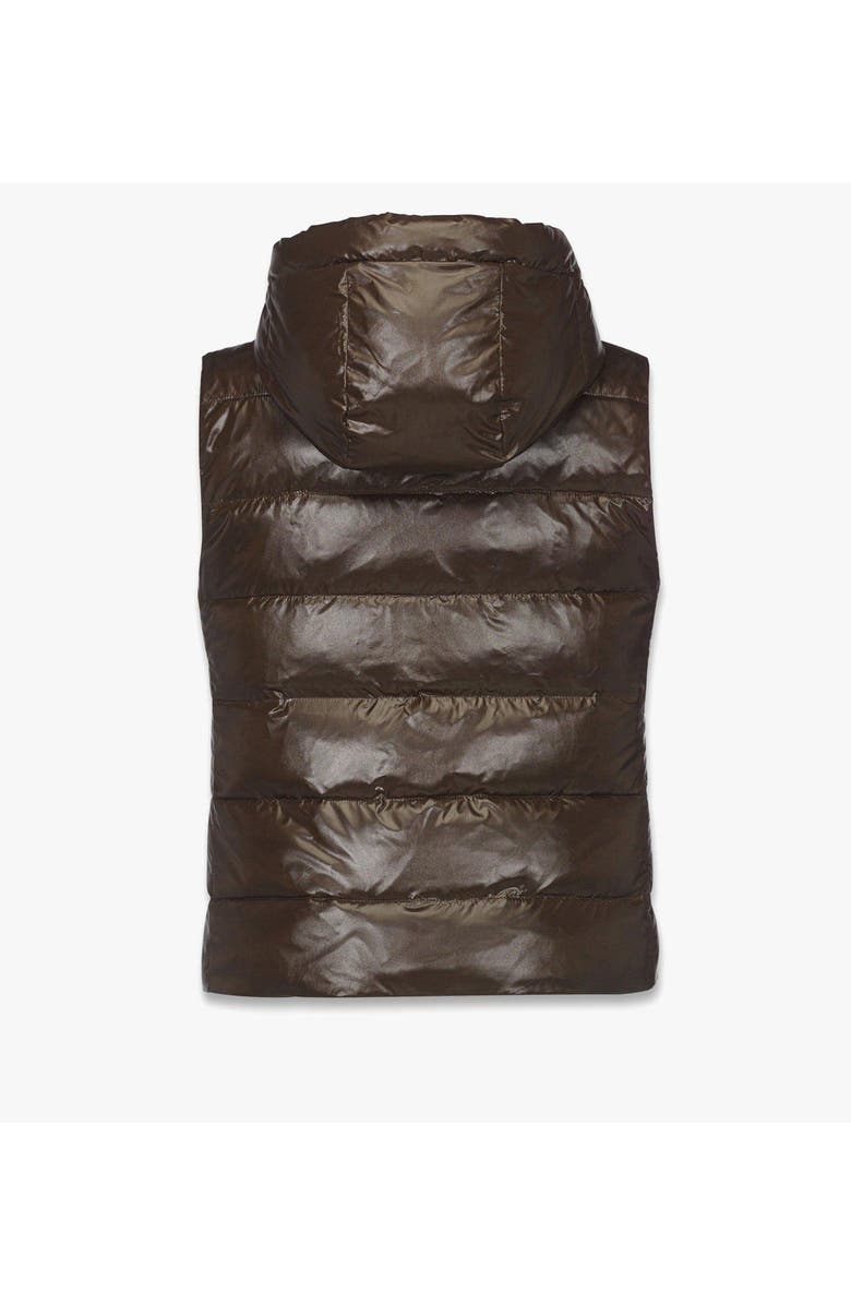 MCM Puffer Down Vest w/ Detachable Hood in Recycled Nylon, Alternate, color, Brown