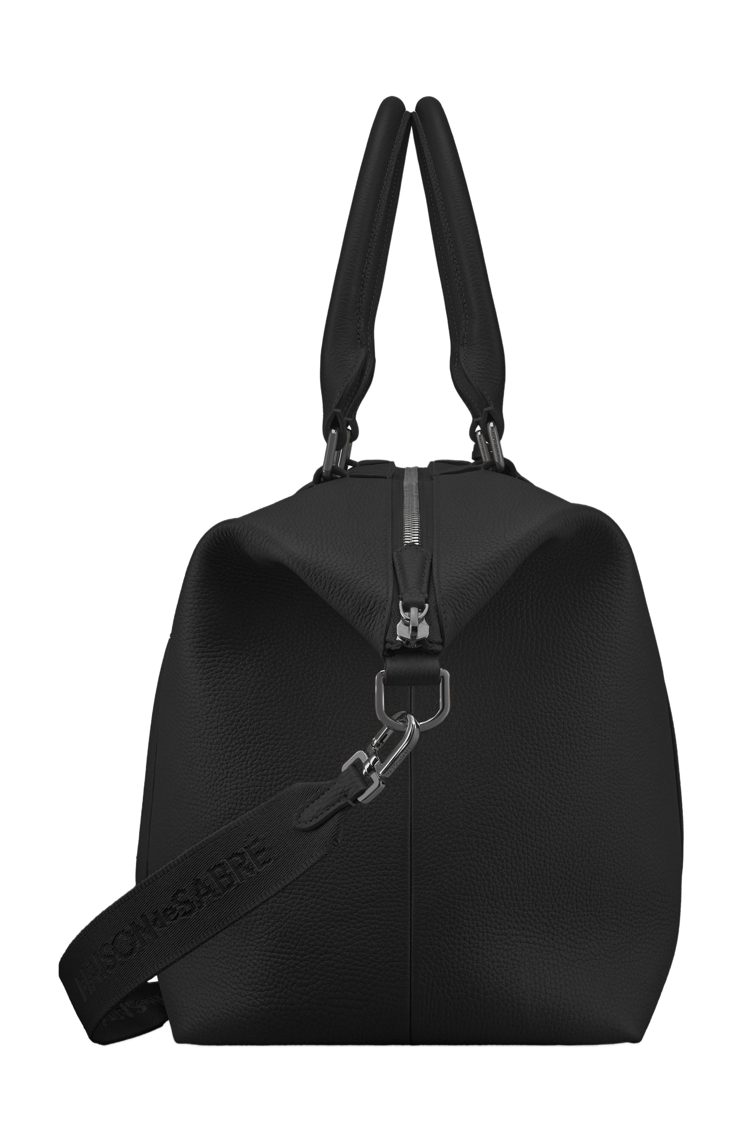 MAISON de SABRÉ Large Leather Weekender Bag, Alternate, color, Black Caviar