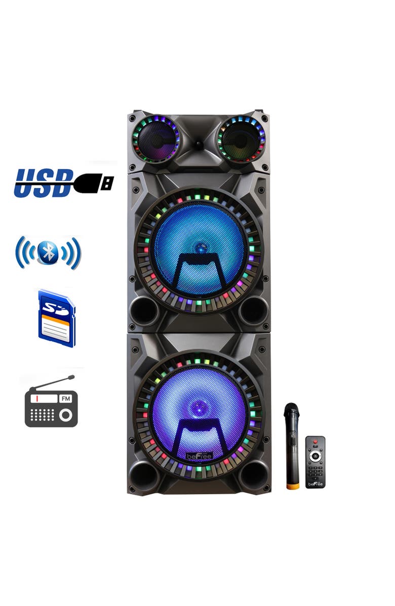 Befree Sound Rechargeable Bluetooth 12in Double Subwoofer Portable Party Speaker, Alternate, color, Grey