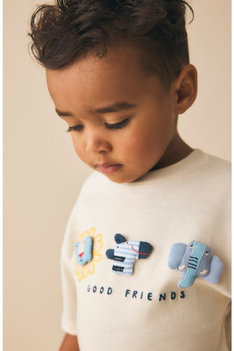 Kids' Safari Animal Appliqué Cotton T-Shirt, Alternate, color, NEUTRAL