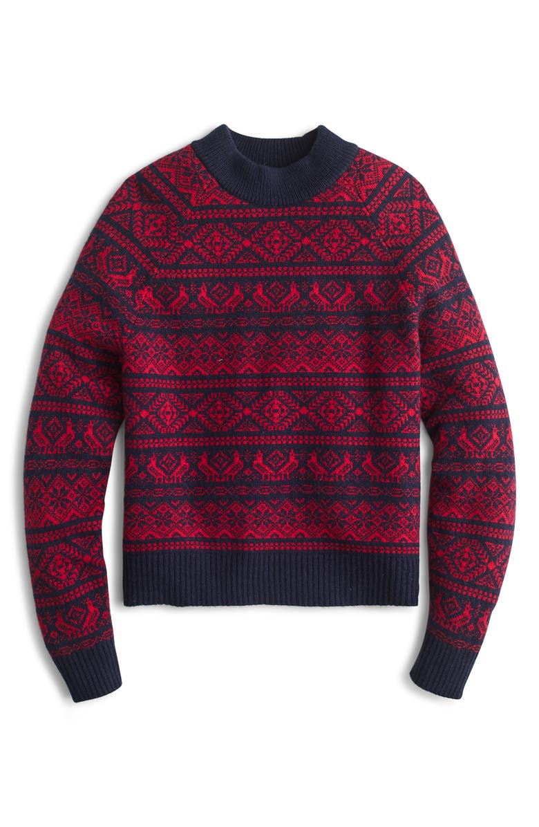 J.Crew Cheerful Fair Isle Mock Neck Sweater, Main, color, 