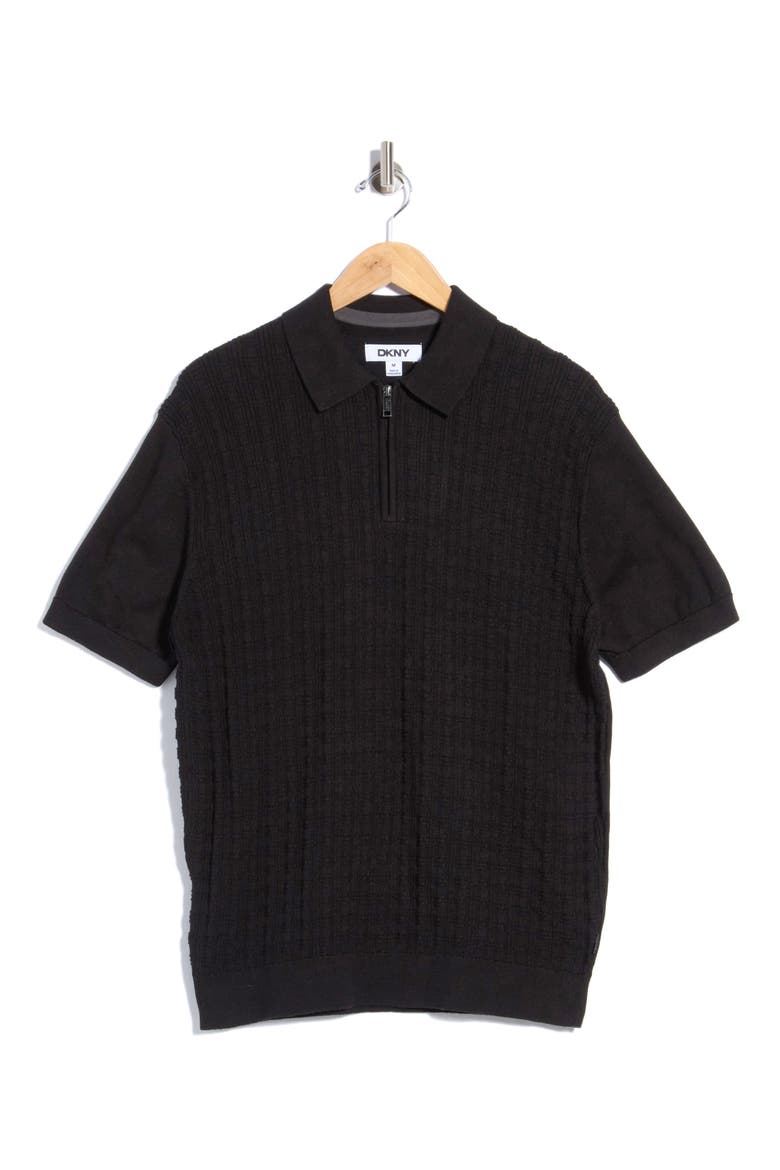Alex Cotton Blend Quarter Zip Polo Sweater, Alternate, color, BLACK