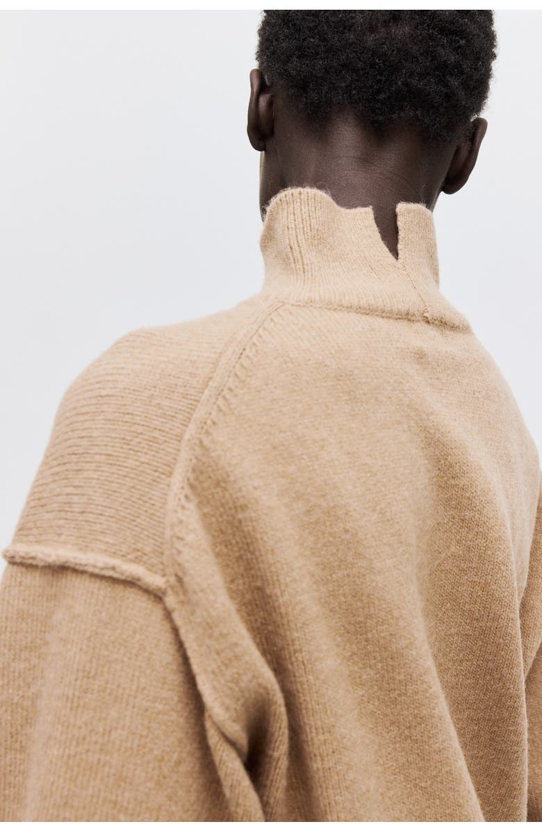 H&M Seam-detail mock turtleneck sweater, Alternate, color, Dark Beige