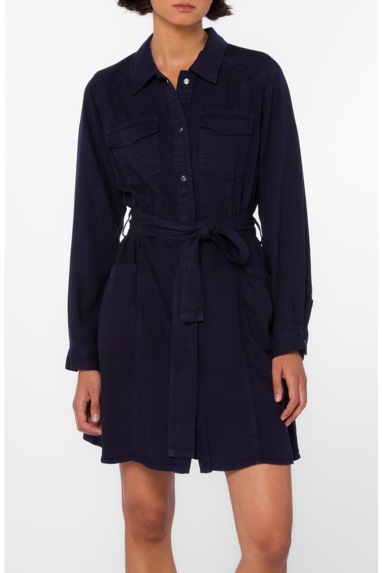Deena Cotton Button-Up Belted Shirtdress, Main, color, DARK NAVY