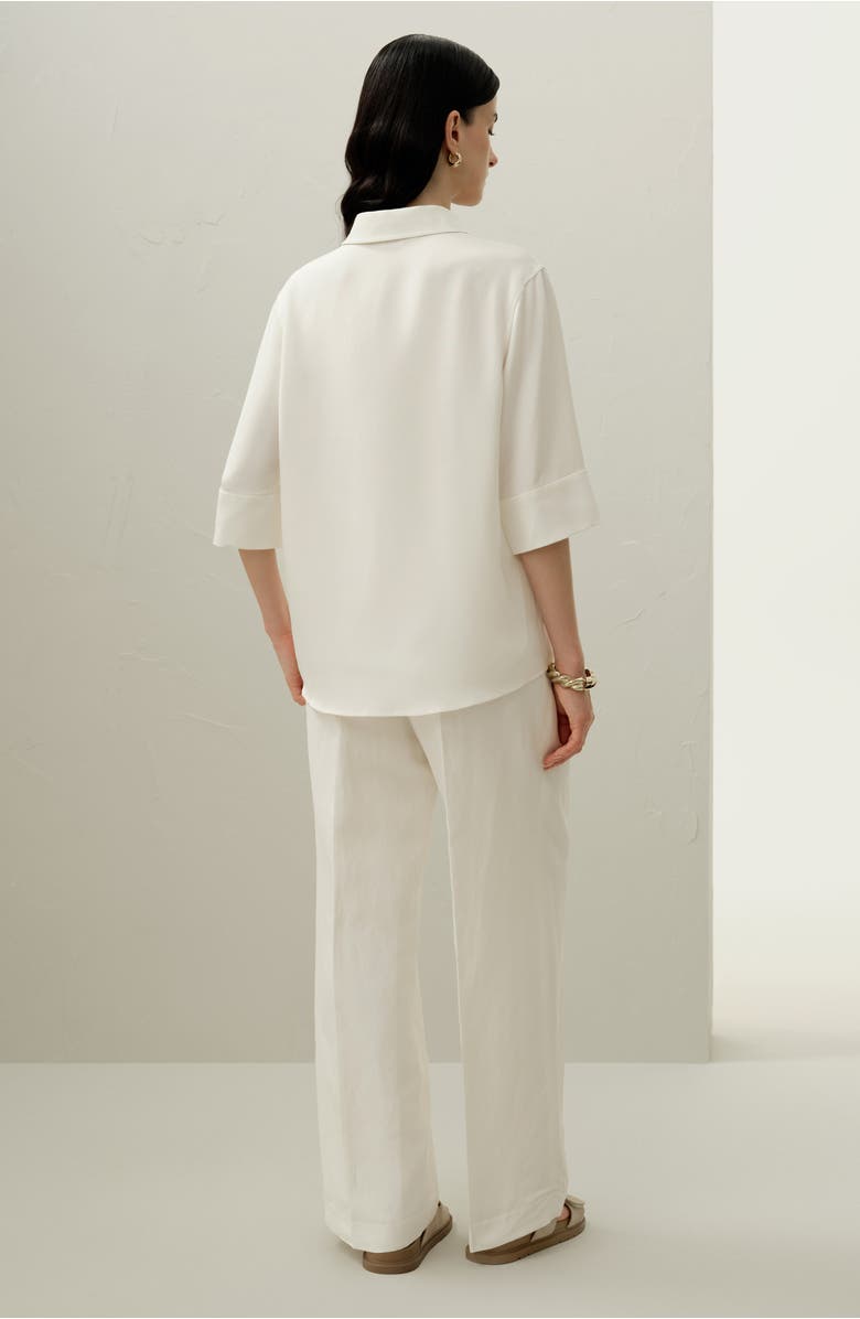 Lilysilk Heavy Silk Crepe Relaxed Half-Sleeve Shirt, Alternate, color, Natural White